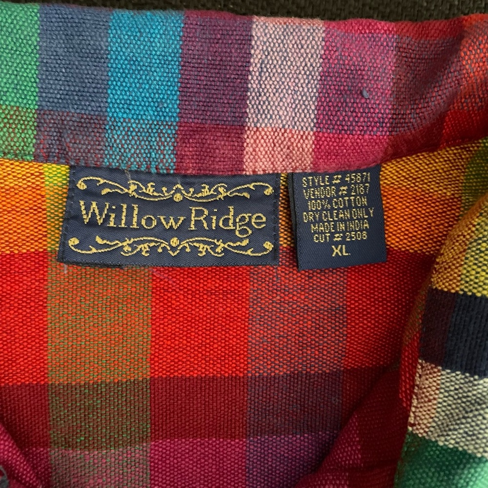 VTG Willow Ridge colorful rainbow plaid button down shirt jacket sz XL - Picture 3 of 9